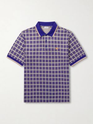 Logo-Embroidered Checked Jacquard Polo Shirt Logo-Embroidered Checked Jacquard Polo Shirt