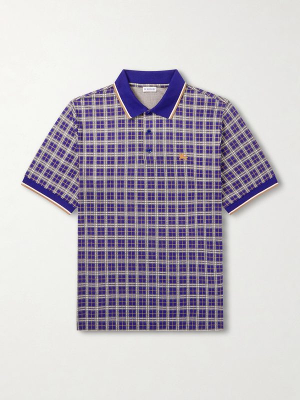 Logo-Embroidered Checked Jacquard Polo Shirt Logo-Embroidered Checked Jacquard Polo Shirt