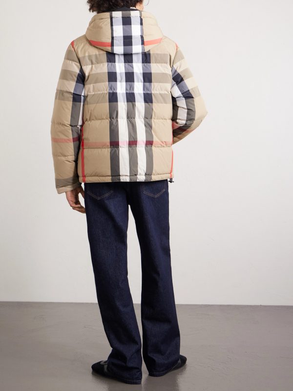 Reversible Quilted Checked Shell Hooded Down Jacket - BK Reversible Quilted Checked Shell Hooded Down Jacket - BK