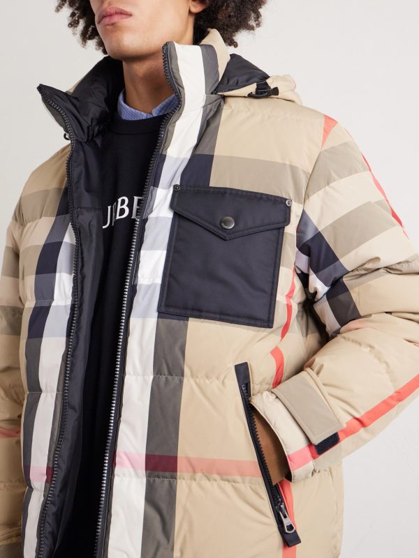 Reversible Quilted Checked Shell Hooded Down Jacket - CU Reversible Quilted Checked Shell Hooded Down Jacket - CU