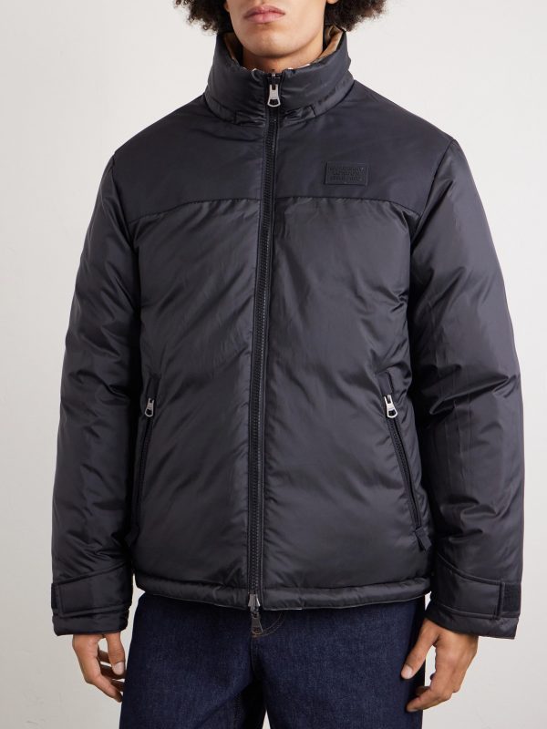 Reversible Quilted Checked Shell Hooded Down Jacket - E1 Reversible Quilted Checked Shell Hooded Down Jacket - E1