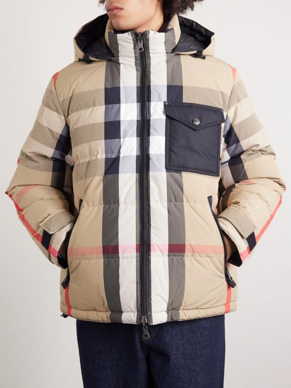 Reversible Quilted Checked Shell Hooded Down Jacket - FR Reversible Quilted Checked Shell Hooded Down Jacket - FR