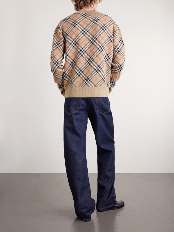 Checked Cotton-Blend Sweater - BK
