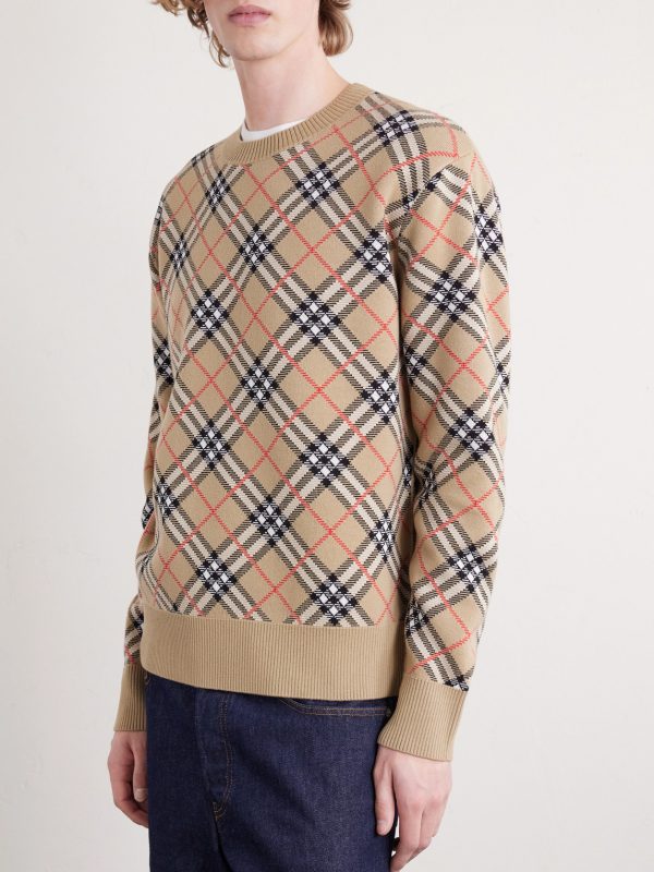 Checked Cotton-Blend Sweater - FR