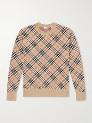 Checked Cotton-Blend Sweater Checked Cotton-Blend Sweater
