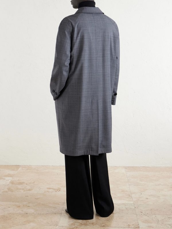 Prince of Wales Checked Virgin Wool Car Coat - BK Prince of Wales Checked Virgin Wool Car Coat - BK
