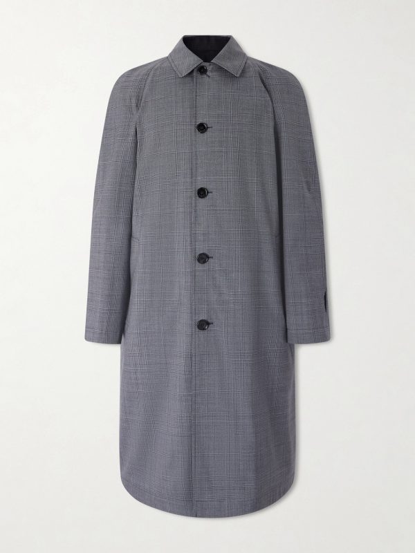 Prince of Wales Checked Virgin Wool Car Coat Prince of Wales Checked Virgin Wool Car Coat