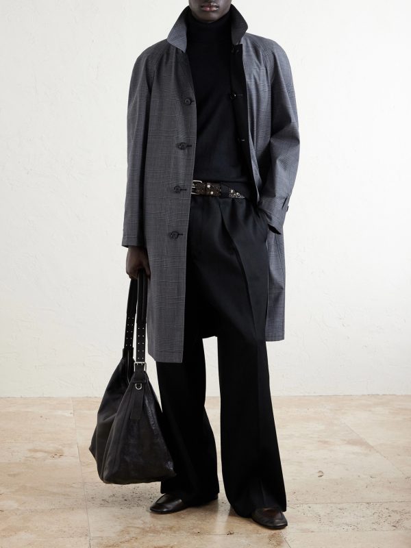 Prince of Wales Checked Virgin Wool Car Coat - OU Prince of Wales Checked Virgin Wool Car Coat - OU