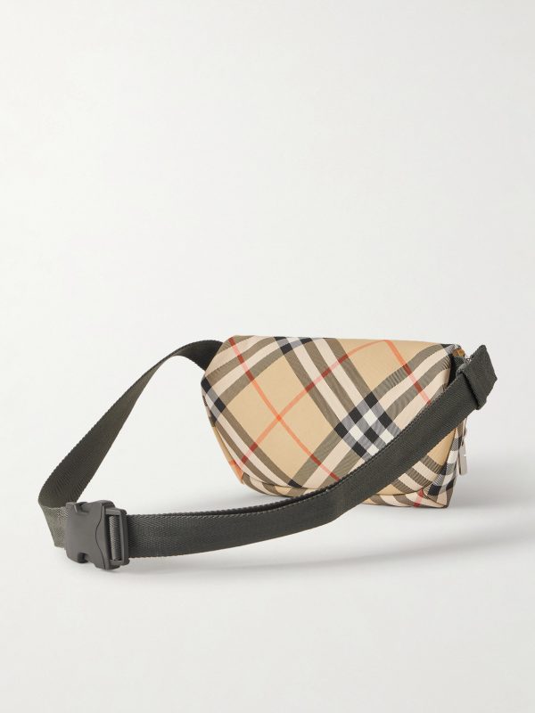 Logo-Appliquéd Checked Twill Belt Bag - BK Logo-Appliquéd Checked Twill Belt Bag - BK