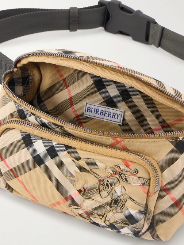 Logo-Appliquéd Checked Twill Belt Bag - E1 Logo-Appliquéd Checked Twill Belt Bag - E1