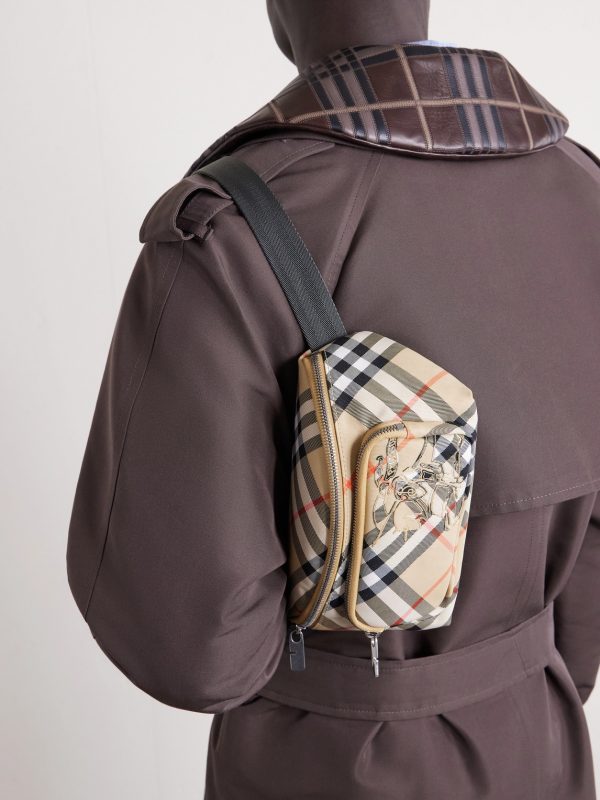 Logo-Appliquéd Checked Twill Belt Bag - FR Logo-Appliquéd Checked Twill Belt Bag - FR