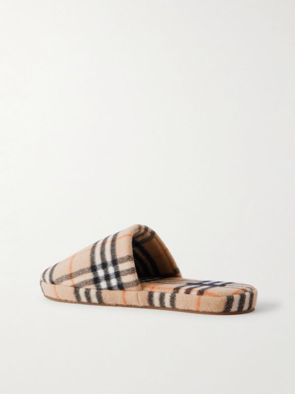 Checked Virgin Wool-Blend Slippers - BK