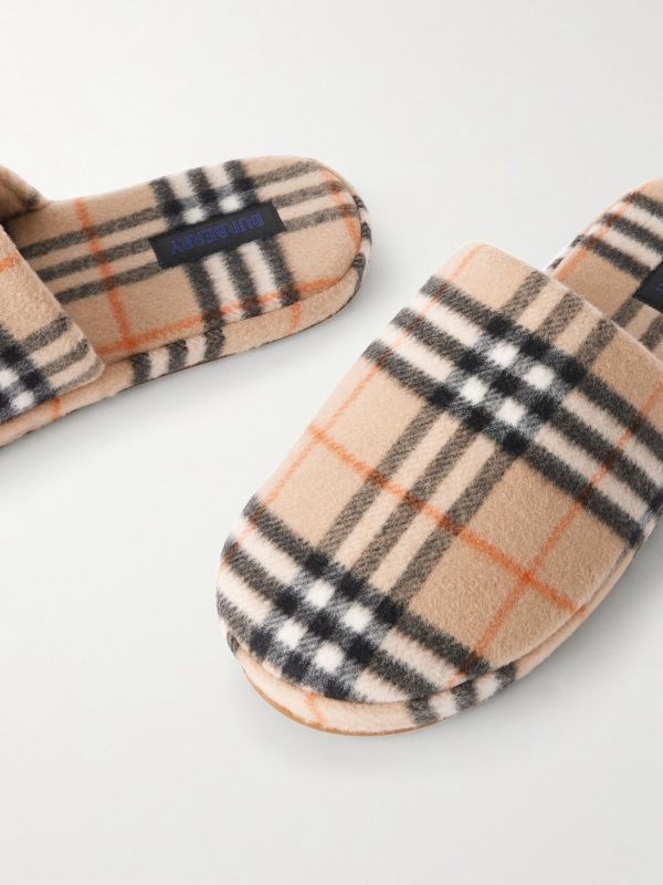 Checked Virgin Wool-Blend Slippers - CU