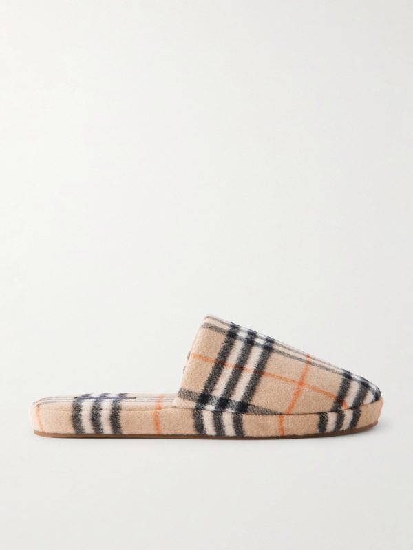 Checked Virgin Wool-Blend Slippers