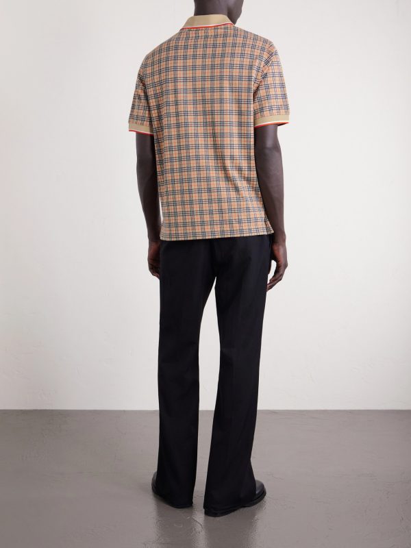 Logo-Embroidered Checked Jacquard Polo Shirt - BK Logo-Embroidered Checked Jacquard Polo Shirt - BK