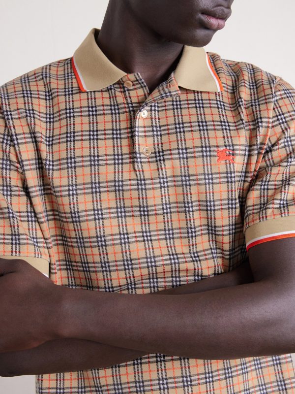 Logo-Embroidered Checked Jacquard Polo Shirt - CU Logo-Embroidered Checked Jacquard Polo Shirt - CU