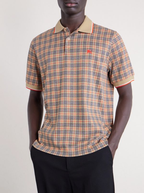 Logo-Embroidered Checked Jacquard Polo Shirt - FR Logo-Embroidered Checked Jacquard Polo Shirt - FR