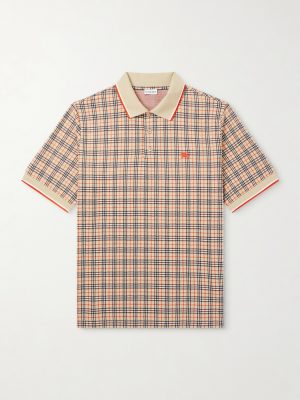 Logo-Embroidered Checked Jacquard Polo Shirt Logo-Embroidered Checked Jacquard Polo Shirt
