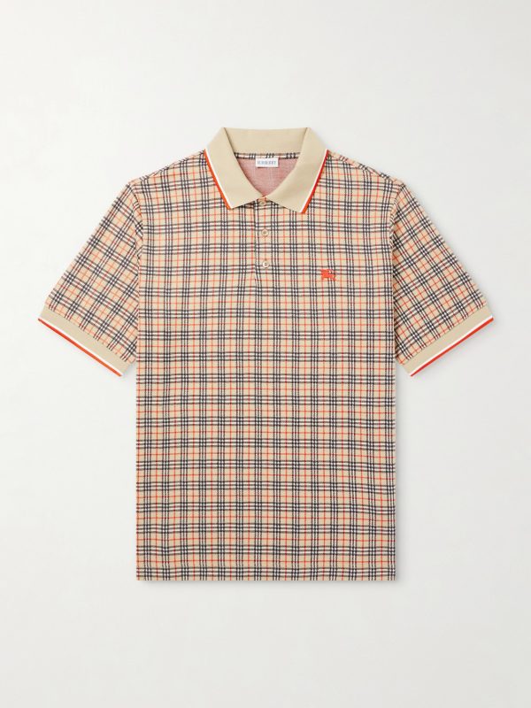 Logo-Embroidered Checked Jacquard Polo Shirt Logo-Embroidered Checked Jacquard Polo Shirt