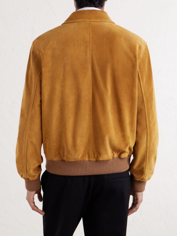 Logo-Appliquéd Suede Harrington Jacket - BK