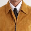 Logo-Appliquéd Suede Harrington Jacket - CU