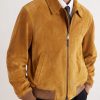 Logo-Appliquéd Suede Harrington Jacket - FR