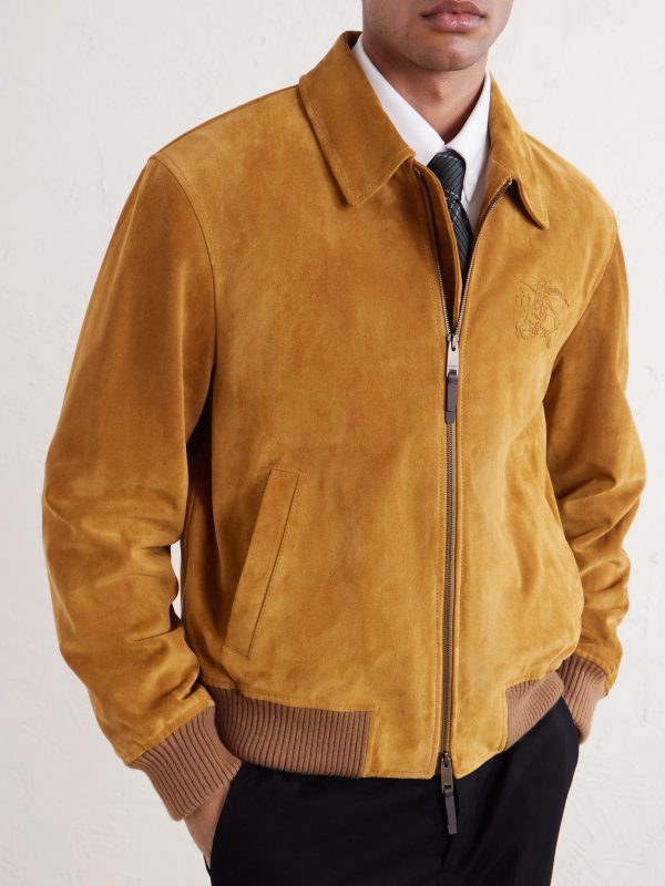 Logo-Appliquéd Suede Harrington Jacket - FR