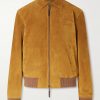 Logo-Appliquéd Suede Harrington Jacket