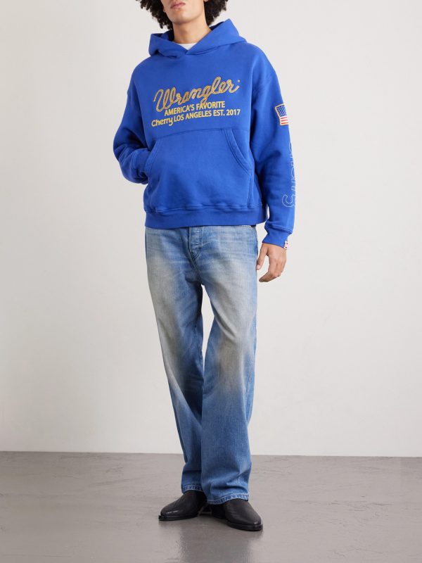 + Wrangler America's Favorite Logo-Embroidered Printed Cotton-Fleece Hoodie - OU