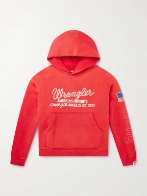 + Wrangler America's Favorite Logo-Embroidered Printed Cotton-Fleece Hoodie + Wrangler America's Favorite Logo-Embroidered Printed Cotton-Fleece Hoodie