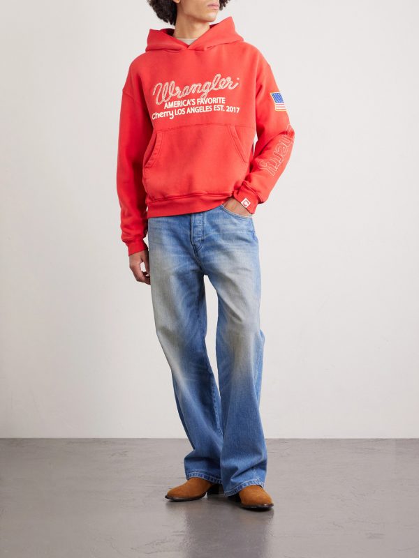 + Wrangler America's Favorite Logo-Embroidered Printed Cotton-Fleece Hoodie - OU + Wrangler America's Favorite Logo-Embroidered Printed Cotton-Fleece Hoodie - OU