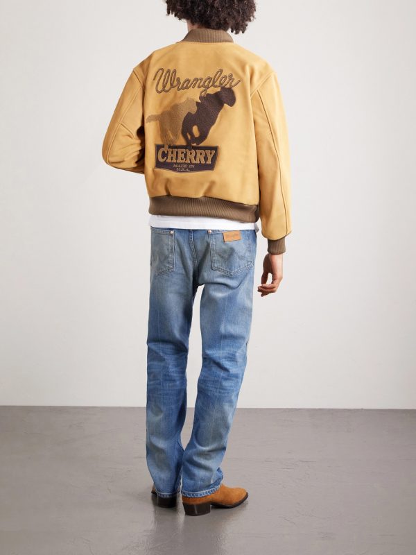 + Wrangler Logo-Appliquéd Embroidered Suede Jacket - BK