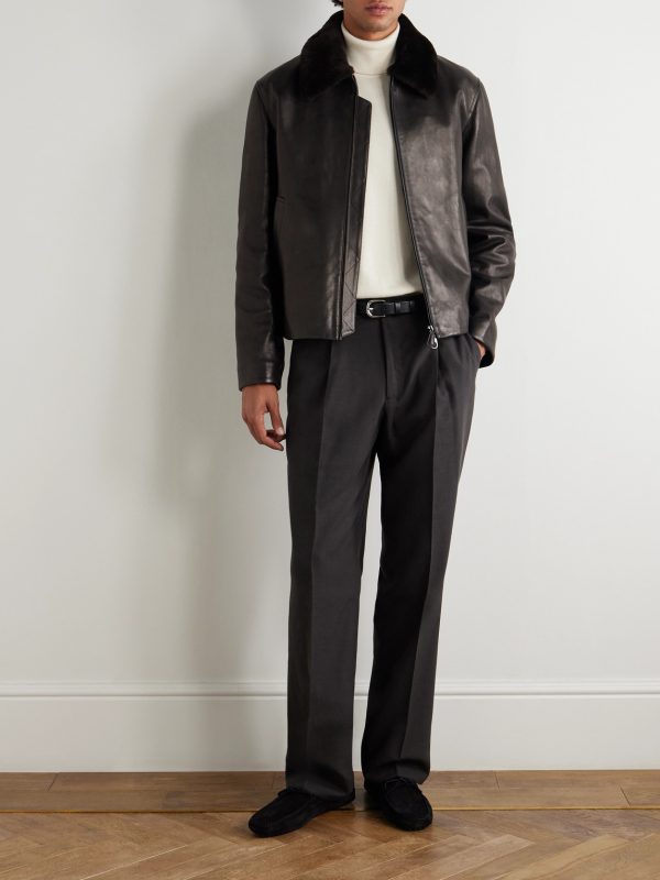 Baydan Shearling-Trimmed Aviator Jacket - OU