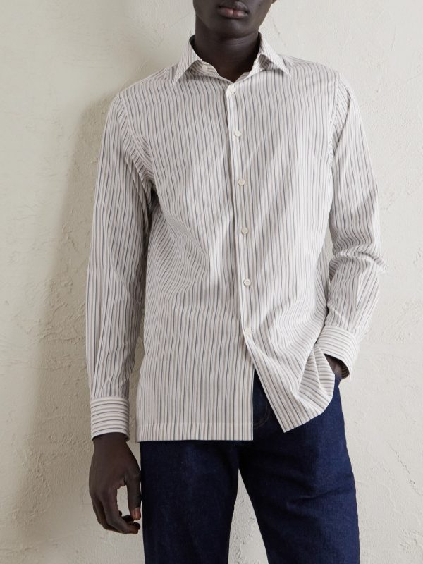 Striped Cotton and Silk-Blend Shirt - FR