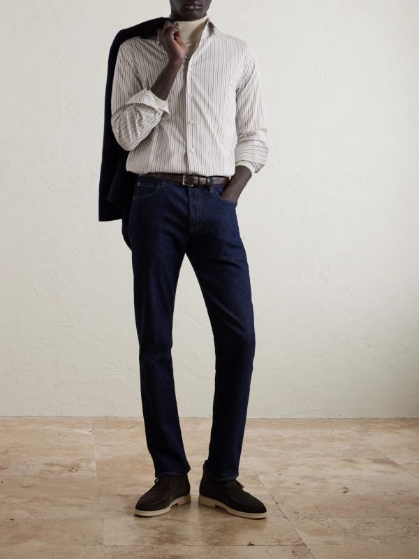 Striped Cotton and Silk-Blend Shirt - OU