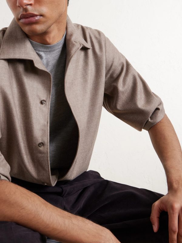 Franco Leather-Trimmed Virgin Wool Shirt - CU Franco Leather-Trimmed Virgin Wool Shirt - CU