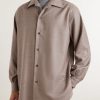 Franco Leather-Trimmed Virgin Wool Shirt - FR Franco Leather-Trimmed Virgin Wool Shirt - FR