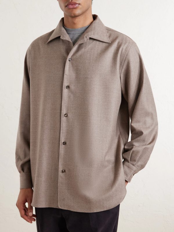 Franco Leather-Trimmed Virgin Wool Shirt - FR Franco Leather-Trimmed Virgin Wool Shirt - FR