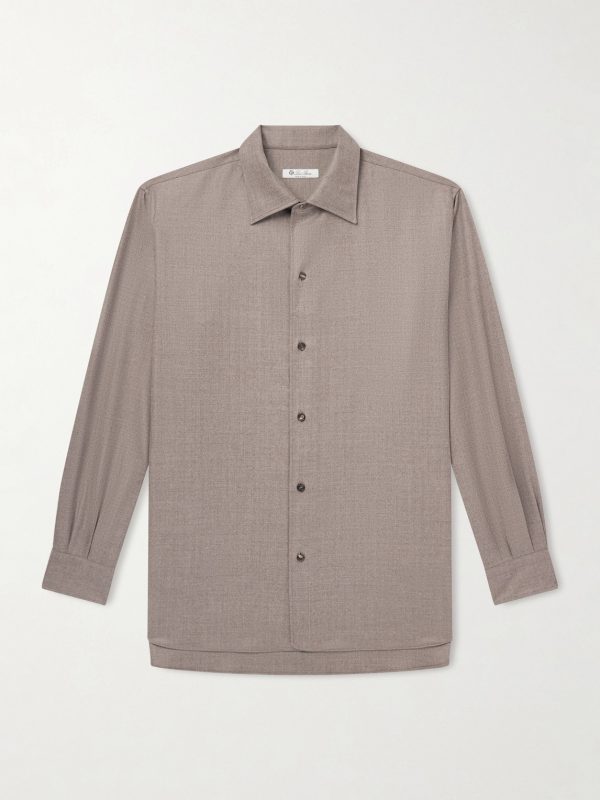 Franco Leather-Trimmed Virgin Wool Shirt Franco Leather-Trimmed Virgin Wool Shirt