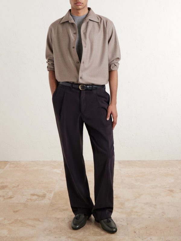 Franco Leather-Trimmed Virgin Wool Shirt - OU Franco Leather-Trimmed Virgin Wool Shirt - OU