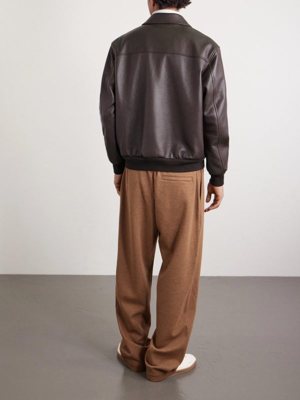 Halden Full-Grain Leather Bomber Jacket - BK