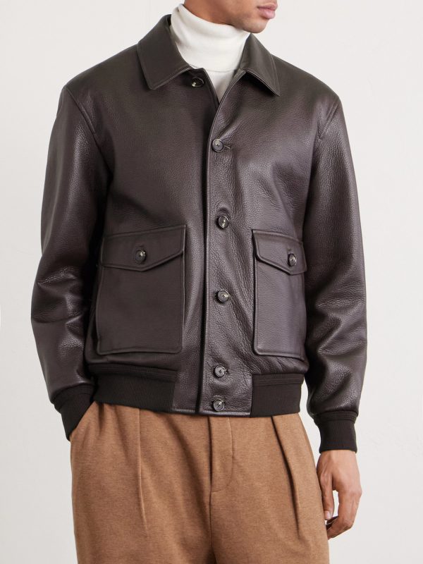 Halden Full-Grain Leather Bomber Jacket - FR