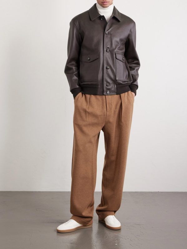 Halden Full-Grain Leather Bomber Jacket - OU
