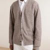 Walnut Cable-Knit Virgin Wool, Cashmere and Silk-Blend Cardigan - FR Walnut Cable-Knit Virgin Wool, Cashmere and Silk-Blend Cardigan - FR
