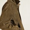 Ribbed Knit-Trimmed Suede Bomber Jacket - CU