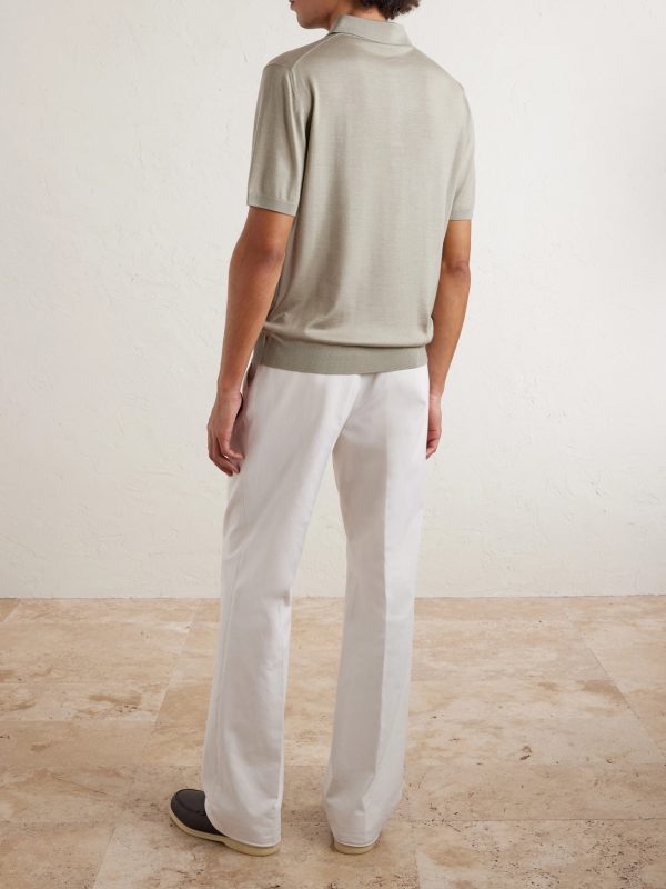 Slim-Fit Wool, Silk and Cashmere-Blend Polo Shirt - BK Slim-Fit Wool, Silk and Cashmere-Blend Polo Shirt - BK
