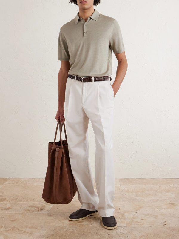 Slim-Fit Wool, Silk and Cashmere-Blend Polo Shirt - OU Slim-Fit Wool, Silk and Cashmere-Blend Polo Shirt - OU