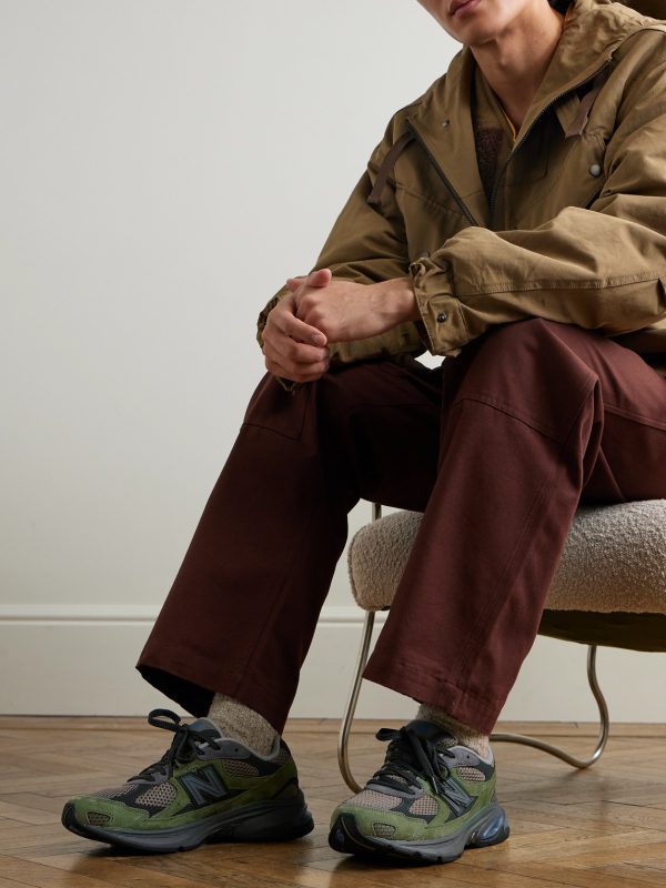 2010 Leather-Trimmed Mesh and Suede Sneakers - OU 2010 Leather-Trimmed Mesh and Suede Sneakers - OU