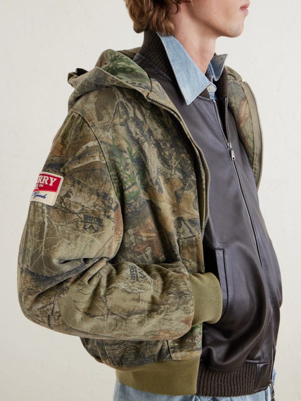 Padded Printed Cotton-Twill Hooded Bomber Jacket - CU Padded Printed Cotton-Twill Hooded Bomber Jacket - CU