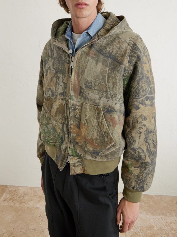Padded Printed Cotton-Twill Hooded Bomber Jacket - FR Padded Printed Cotton-Twill Hooded Bomber Jacket - FR